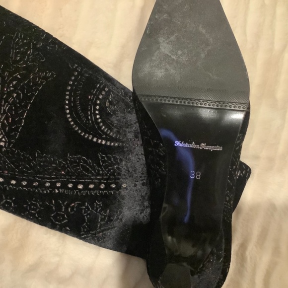 France Mode Velvet Stretch Boots - Picture 3 of 6